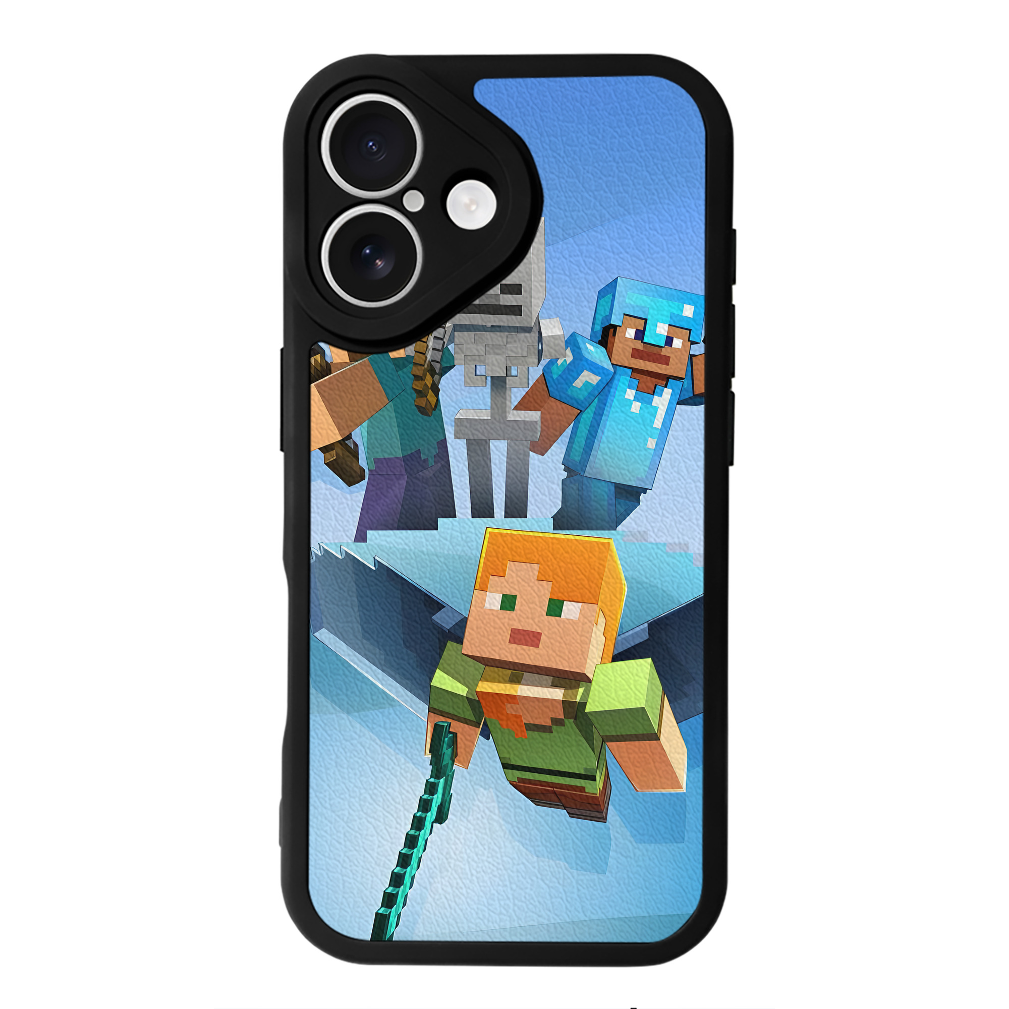 （画像用） マインクラフト ブロックの世界 Minecraft MC Block world 【iPhone 16シリーズ対応】シリコンスマホケース（レザー調） 材質：シリコン